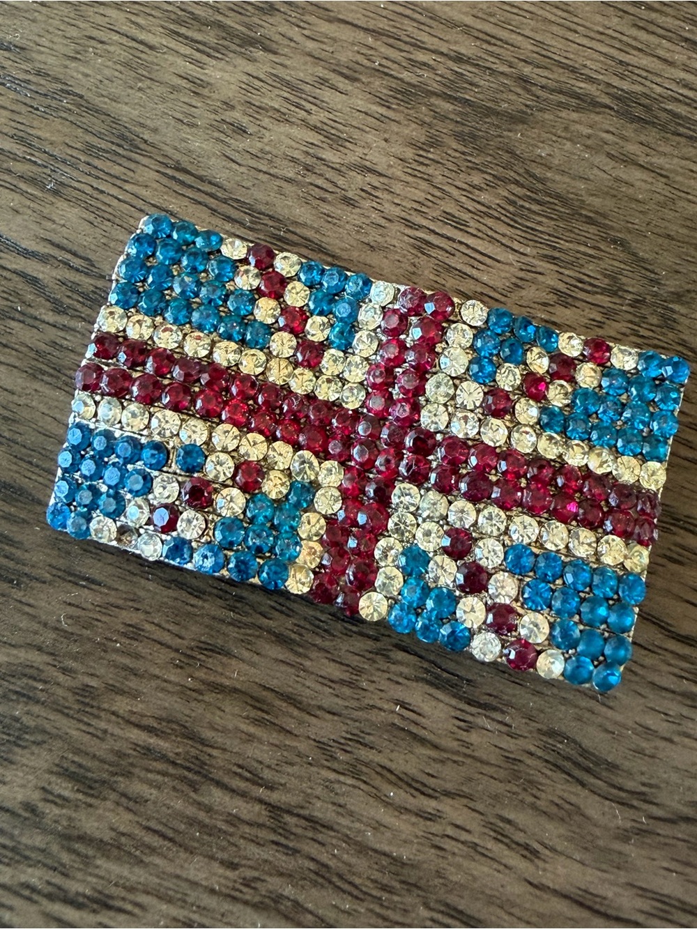 British Union Jack Flag Rhinestone Vintage Brooch
